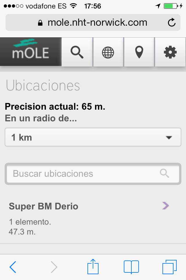 Aplicación mOLE para BBDD integrada con Google Maps - Ubicación actual
