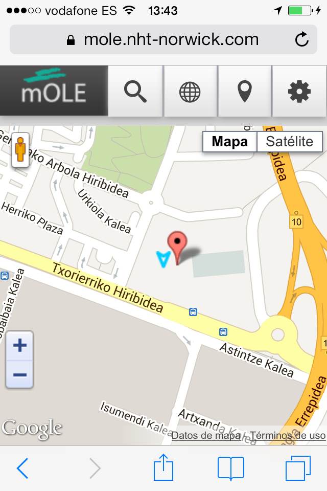 Aplicación mOLE para BBDD integrada con Google Maps - Mapa